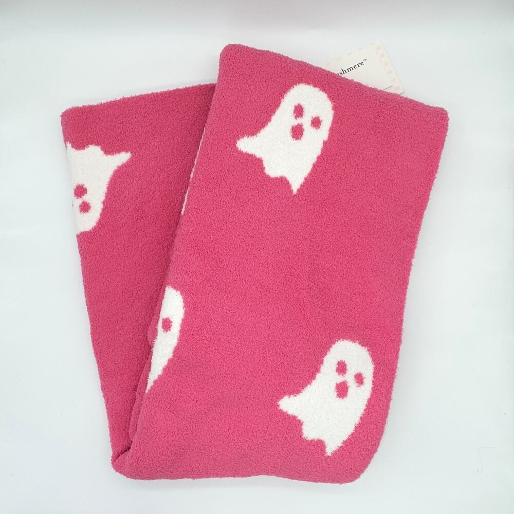 Cupcakes & Cashmere Dark Pink Ghost Throw Blanket Halloween Ghosts New